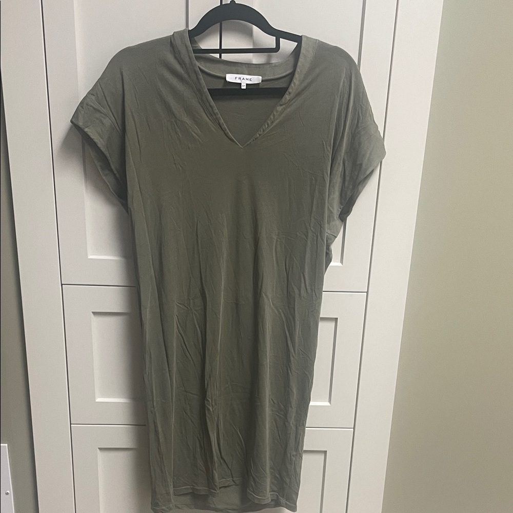 Frame Denim Olive V-Neck Tshirt dress size small